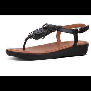 FitFlop Women's Tia Fringe Toe-Thong Sandals Flat